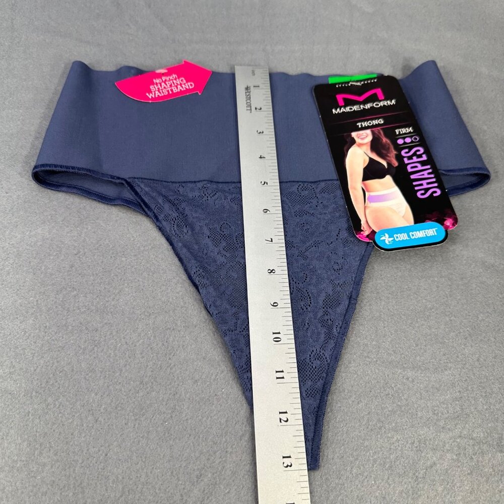Maidenform Womens Size Large Shaper Thong Firm Control Lace Navy Blue New - Picture 9 of 10